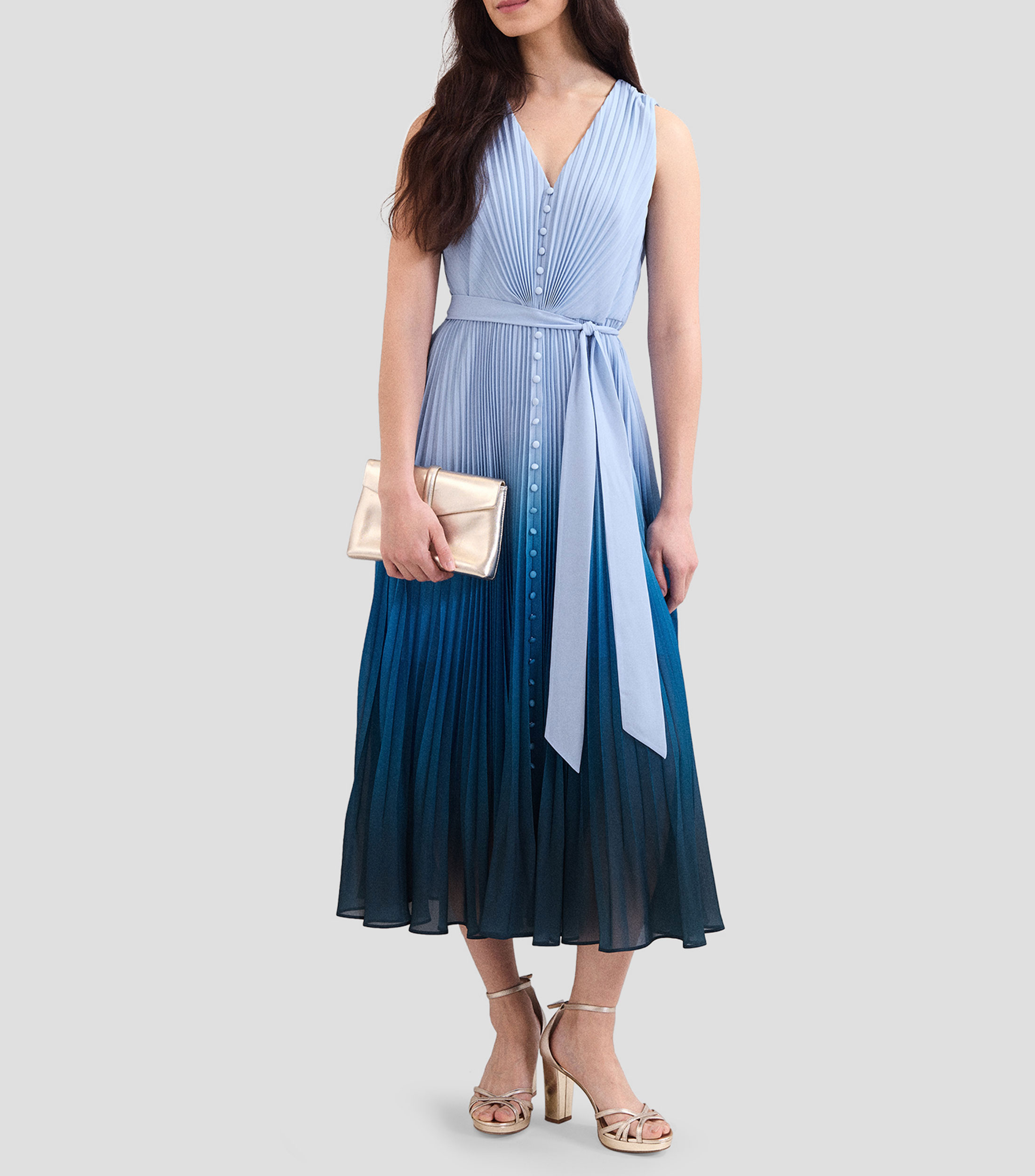 Vestido midi liso Mujer